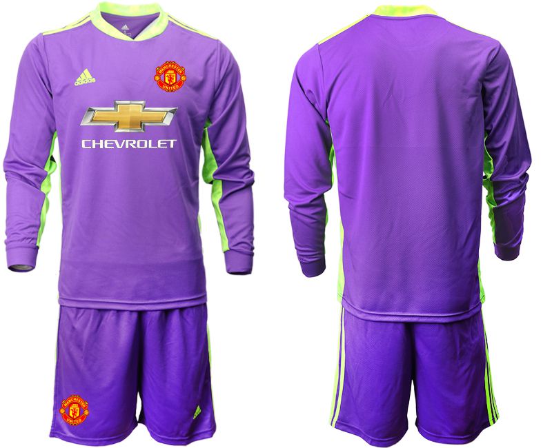 Men 2020-2021 club Manchester United purple long sleeved Goalkeeper Soccer Jerseys->manchester united jersey->Soccer Club Jersey
